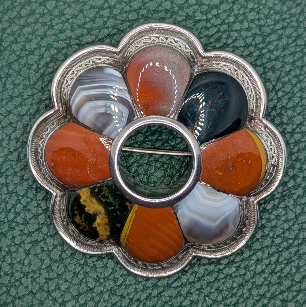 ✨ Victorian Sterling Silver Multi-Gemstone Floral Brooch ✨ - Picture 2 of 10